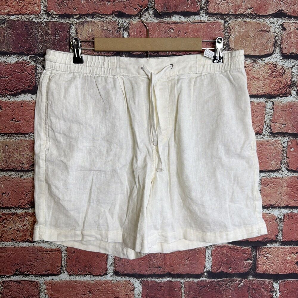 Zara Men’s White Linen Drawstring Shorts Size Large